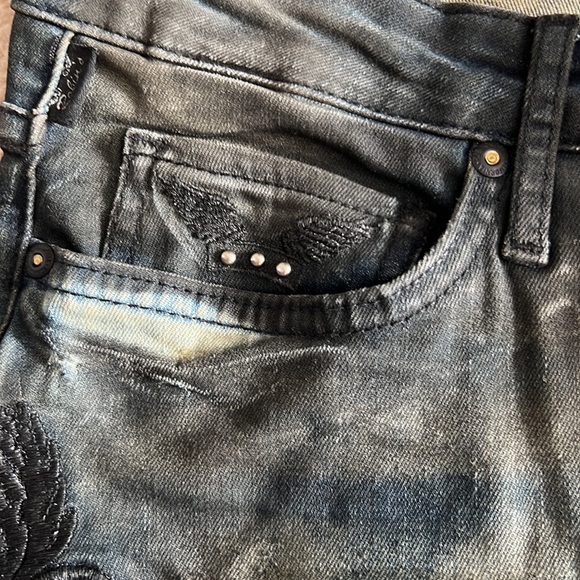 Robin Jeans Gothic Embroidered Skinny Jeans Size 32 - Picture 5 of 14